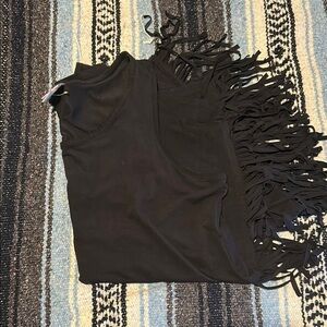 Black Fringe Sleeveless Top